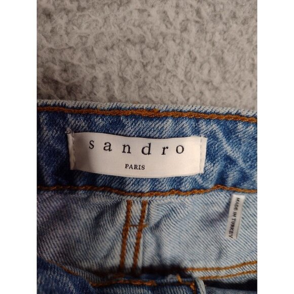 Sandro Basil Floral & Snake Embroidered Crop Denim Jeans Pants Women Sz 38 US 30 - Picture 12 of 15